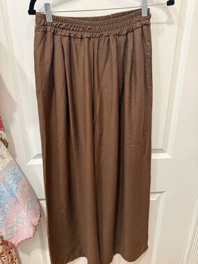 From Italy -Brown Elastic-Waist Maxi Skirt - Women's Casual Pull-On